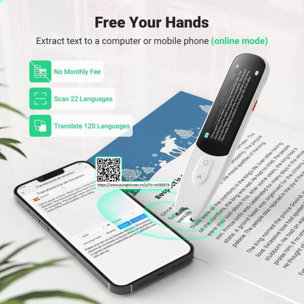 Pen Scanner, Text to Speech Device for Dexia, OCR Digital Highlighter Reader Exam Reading Pen, Bluetooth Langage Translator, No Monthly Fee