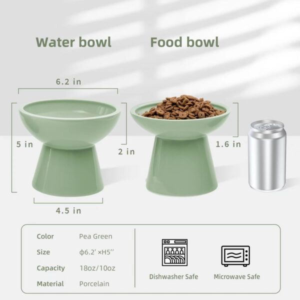b6e4b582ffa45edd 2 Extra Wide Raised Cat Food Bowl, Elevated Anti-Vomiting Cat Feeder Whisker Stress-Free Dog Two Bowls Ceramic Cat Feeding Bowls White