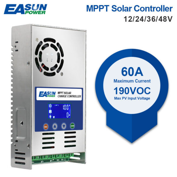 b6f7b3ab3027958c EASUN POWER 60A MPPT Solar Charge and Discharge Controller 12V 24V 36V 48VAuto for Max PV 190VDC Lead Acid Lithium Battery