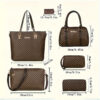b705c142d0acad35 6pcs Tote Bag Boston Bag Clutch Purse Set, PU Leather Textured Shoulder Bag, Casual Versatile Commuter Bag