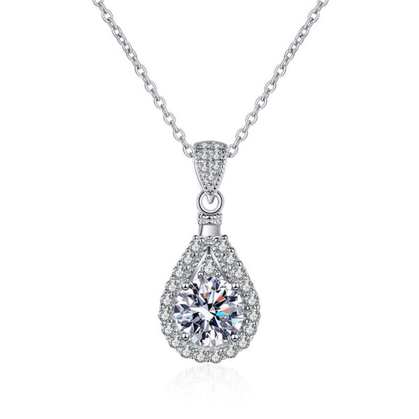 Smyoue 100% Real Moissanite Necklace Women Vvs Round Cut Diamond Pendant for Girlfriend Jewelry S Sterling Sier Gra