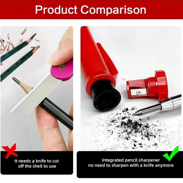 b71360a9fb237b8a Carpenter Pencil Metal Long Head Deep Hole Professional Engineering Quick Drying Marker Graphite Woodworking Black Red Lineation