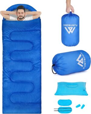 flintronic Schlafsack, Campingschlafsack, Leichter Deckenschlafsack, Camping Outdoor, Kleines Packmaß für Rucksackreisen, Wandern und Reisen, 210 x 75 cm