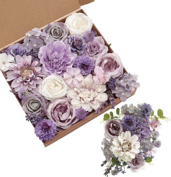 Serra Flora Artificial Christmas Flowers Greenery Combo Box Set Faux Flowers Bulk Flower Leaf with Stems for DIY Tree Ornaments Xmas Wreath Floral Arrangements Centerpieces