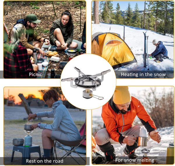 Camping Gas Stove Portable Single Burner 2800W Mini Pocket One-Piece Gas Burner Backpacking Cooking Folding Stove Camping Cookware for Picnic Camping Trekking Fishing Outdoor Activities