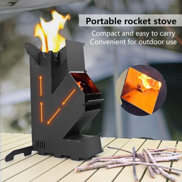 b7570b0951e32791 Rocket Stove Rocket Stove for Cooking Portable Wood Burning Stove Wood Fire Camping Stove for Cooking backyard cooking Camping grill outdoor events BBQ Comes with storage bag