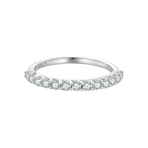 Bamoer U Moissanite Half Eternity Band Round Cut Diamond Sterling Sier Finger Ring Wedding Fine Jewelry Gifts