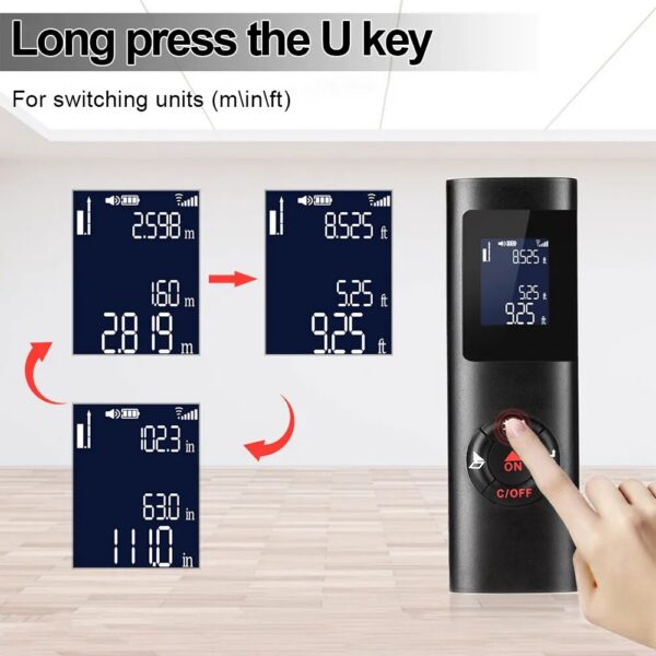 Mini Distance Meter 40M 60M Measure Infrared Rangefinder USB Rechargeable Portable Handheld Laser Range Finder Tape
