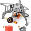 b77a380adb6a69a1 Odoland 3500W/6800W Windproof Camp Stove Camping Gas Stove with Fuel Canister Adapter, Piezo Ignition, Carry Case, Portable Collapsible Stove Burner for Outdoor Backpacking Hiking and Picnic