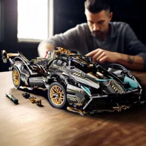 2024 Black V12 RC Tech Racer 1:14DIY Roadster building block assembly Block car toy birthday gift （1280 granule）