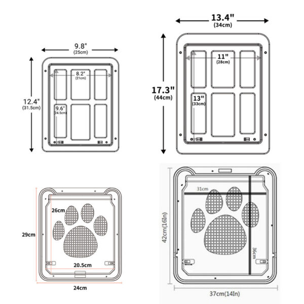 Dog Cat Lockable Magnetic Screen Outdoor Function Gates & Ramps Window Garden Tunnel Safety Self-Closing Flap Gate Pet Door