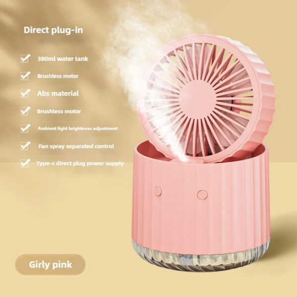 Foldable air cooler spray humidification small dormitory desktop usb charging portable fan