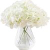 Hydrangea Silk Flower White 10 Heads Artificial Hydrangea Silk Flowers Head for Wedding Centerpieces Bouquets DIY Floral Decor Home Decoration with Long Stems - White