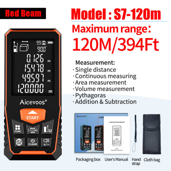 Aicevoos Digital Rangefinder 50M 70M 100M 120M Distance Meter Trena Laser Tape Measure Roulette Range Finder