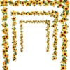 3 Pack Artificial Sunflower Garland, 7.5ft/Strand Silk Sunflowers Hanging Vines Flowers with Green Leaves for Room Kitchen Garden Birthday Wedding Baby Shower Party Table Decor Large