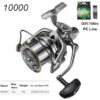 NHUE Big Spinning Fishing 8000-14000 9000 10000 12000 Max Drag 20KG Sea Reel Free e Saltwater Freshwater Fish Pesca