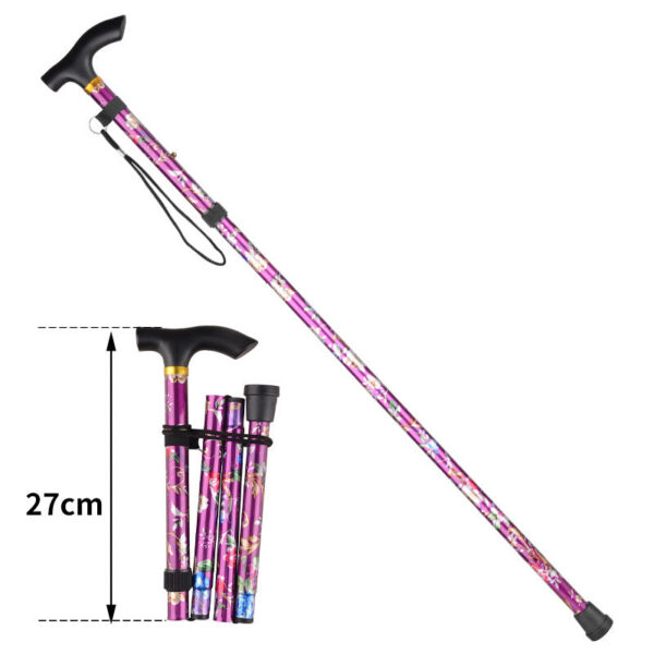 b7d57e595eca05f7 Hiking Camping Mountaineering Printing Walking Stick Telescopic Baton Trekking Poles Folding Cane Crutches Pole Unisex