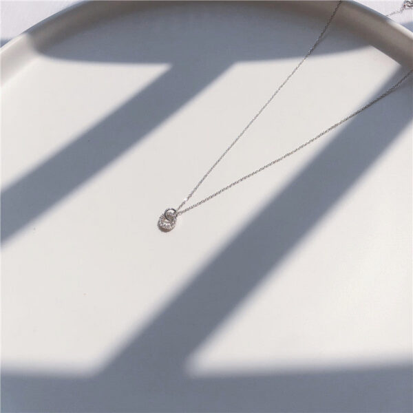 Sterling Sier Necklace Flash Diamond Geometric Double Circle Pendant Female Simple Clavicle Chain Wedding Jewelry Gift
