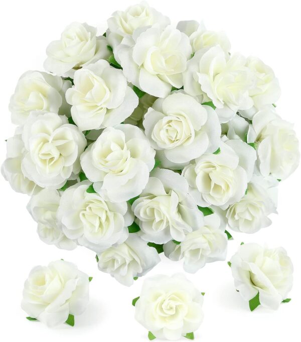Kesoto 50pcs Pink Roses Artificial Flowers Bulk, 1.6" Small Silk Fake Roses Flower Heads for Decoration, Crafts, Wedding Centerpieces Bridal Shower Party Home Decor