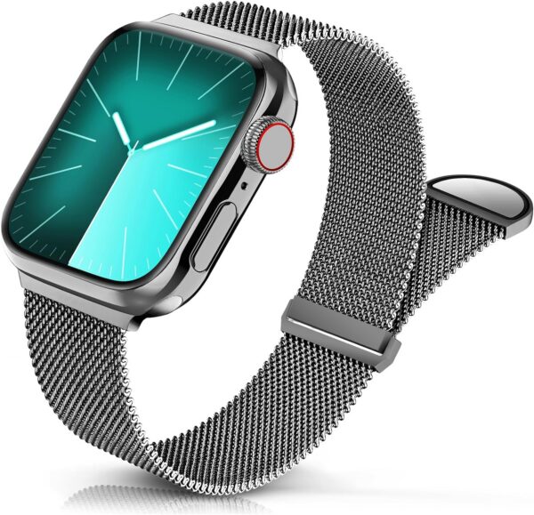 Sunnywoo Metal Stainless Steel Band Compatible with Apple Watch Bands 40mm 38mm 41mm 42mm 44mm 45mm 49mm,Silver Loop Adjustable Magnetic Strap for iWatch Series Ultra 8 7 6 5 4 3 2 1 SE for Women Men