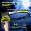 Sensor Headlamp LED Flashlight Rechargeable Headlight Head Torch Built-in Battery 5 Lighting Modes Fishing Camping Lantern