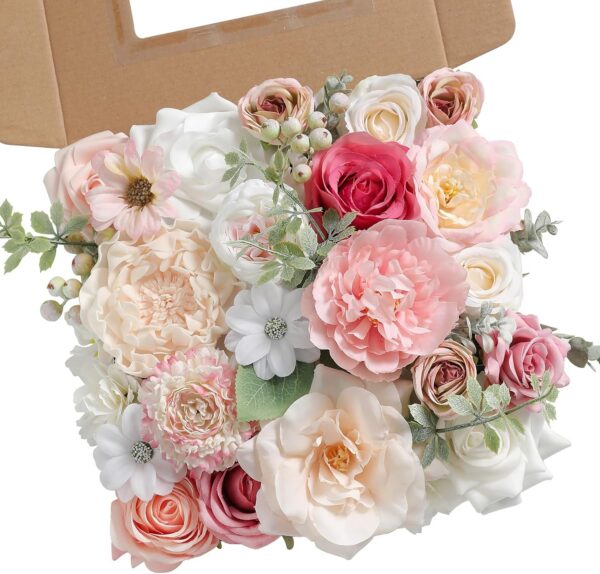 b7fdf14a7fc9e3eb YYHUAWU Artificial Flowers Combo Set Fake Flower Leaf Box with Stems for DIY Wedding Bouquets Centerpieces Arrangements Baby Shower Party Home Decorations