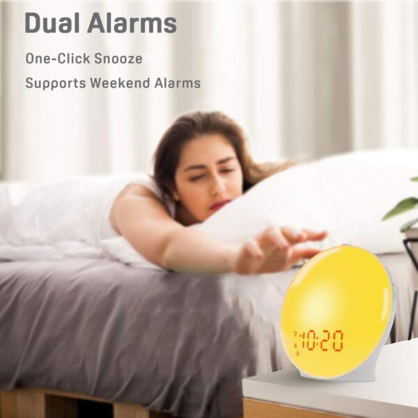 b8216844bf9c5d02 Wake Up Light Alarm Clock Kids, Heavy Sleepers, Bedroom, with Sunrise Simulation, Sleep Aid, Dual Alarms, FM Radio, Snooze, Nightlight, Daylight, Colors, 7 Natural Sounds, Ideal for Gift