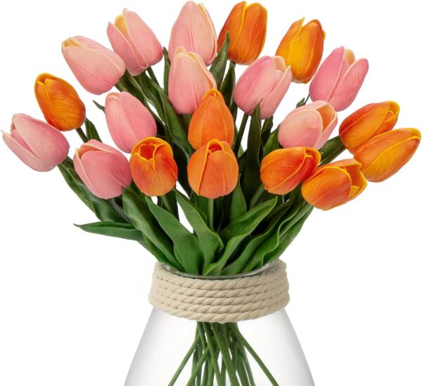 b82d8f2b7d433fd2 24 Pcs White Tulips Artificial Flowers Real Touch Fake Tulips Fake Flowers for Decoration 13.5" Faux Tulips Faux Flowers Bulk Artificial Tulips Flowers for Vase Centerpieces Home Wedding Bouquet