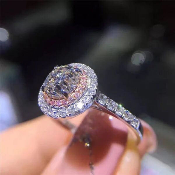 b838f14b7146d1e5 100% Real Gold for Women Natural AAA Moissanite Jewelry Gemstone Anillos De Bizuteria Tension Setting Mini Diamond Ring
