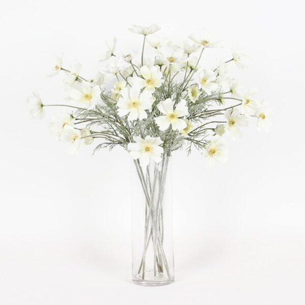 b844650169b50623 2 Pcs Artificial Fake Flowers Plants Cosmos Silk Flower Arrangements Wedding Bouquets Decorations Plastic Floral Table Centerpieces for Home Kitchen Garden Party Decor Approx 23.6'' High - White