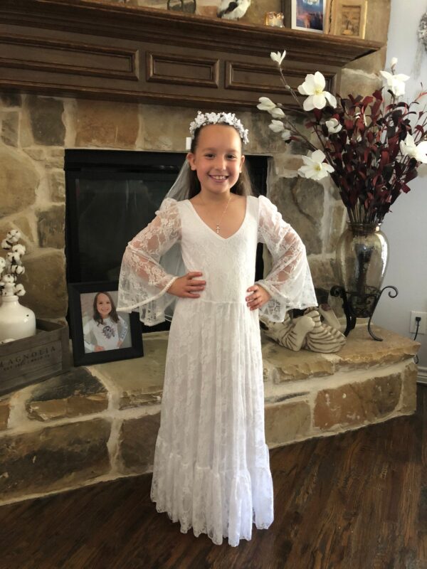 b84e6b91d4d5afae 2-11Years Boho Flower Girl For Wedding Girls Junior Bridesmaid Dresses First Communion Dress Lace Bohemian Gown