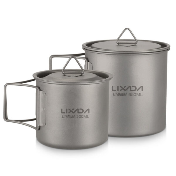 Titanium Outdoor Portable Camping Picnic Water Cup Mug with Foldable Handle 300ml 350ml 450ml 550ml 650ml / 750ml