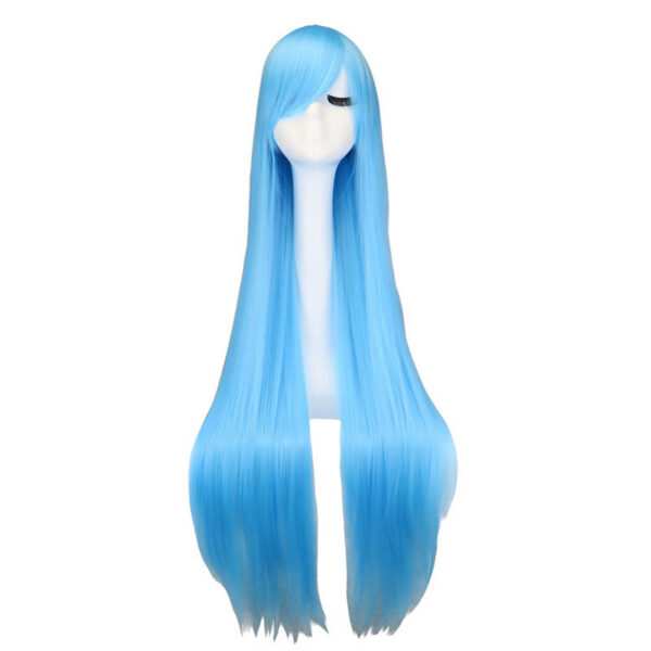 Long Straight Cosplay Wig Purple Black Red Pink Blue Dark Brown 100 Cm Synthetic Hair Wigs