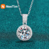 b86b4f7b95f9dd51 NeeTim 2Carat Moissanite Necklace For Women 100% Sterling S Sier With White Gold Plated Lab Diamond Jewelry Wedding Pendant
