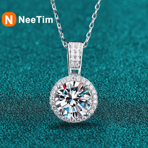 b86b4f7b95f9dd51 NeeTim 2Carat Moissanite Necklace For Women 100% Sterling S Sier With White Gold Plated Lab Diamond Jewelry Wedding Pendant