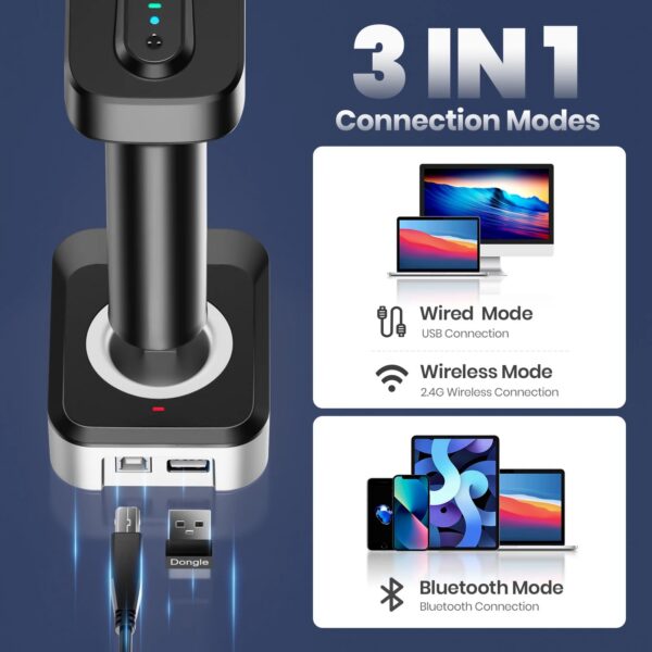 Eyoyo Barcode Scanner 2D Auto-sensing Screen Scanning 1D Bluetooth Bar Code Reader 2500mAh Power for Payment Warehouse Library