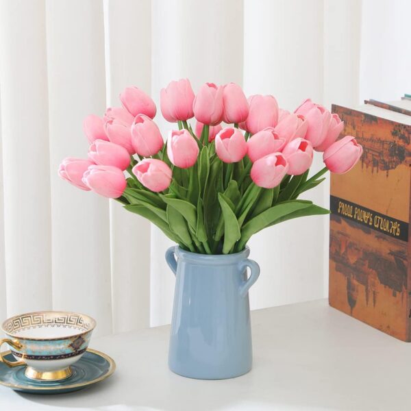 b872870e21882188 Dark Pink Tulips Artificial Flowers 20Pcs Real Touch Faux Fake Tulips Flowers for Home Office Wedding Decor Artificial Tulips Flower Arrangement Bouquet Faux Flowers for Decoration