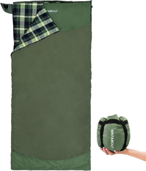 Backpacking Flannel Sleeping Bag Lightweight for Adults Hiking Ultralight Compact Sleeping Bag Portable Warm Weather Summer with Compression Sack