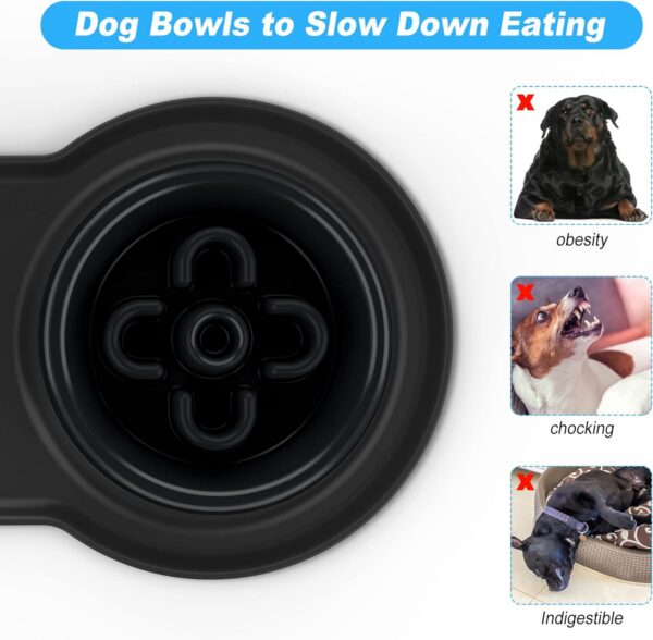 b8878161fef8c3cb BurgeonNest Dog Bowl Slow Feeder,4 in 1 Dog Food and Water Bowl with Stand Slow Down Eating Dog Puzzle Bowl Set with Non-Skid Silicone Mat for Small Medium Dogs