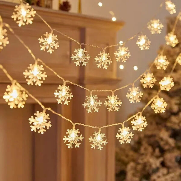 b88a3aabcf2a315f 10M Snowflake Fairy Snow LED String Lights USB/Battery Operated for Garden Christmas Bedroom Wedding Camping Tent Decor