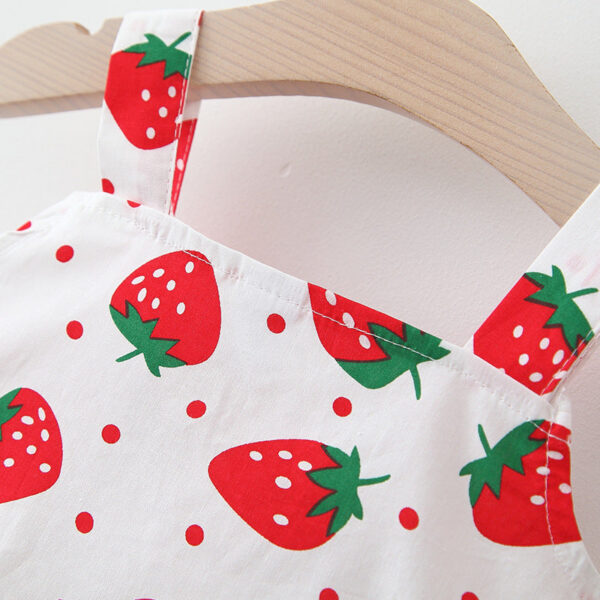 b8a35c9cb69a32c5 2Pcs/Set Summer Toddler Girls Dress Sweet Bow Strawberry Sleeveless Baby Clothes Suit Princess Party Children Costume 0 To 3 Y