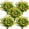 Grunyia 10 Bundles Artificial Fake Flowers, Faux Outdoor Plastic Plants UV Resistant Shrubs Outside Indoor Decorations (Purple-Eucalyptus)