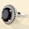 b8aaacf00fd100c5 HOYON Inlaid Gemstone Zircon for women Sliver Color Wedding Jewelry Gem Two Tone Black Diamond Ring Free Shipping