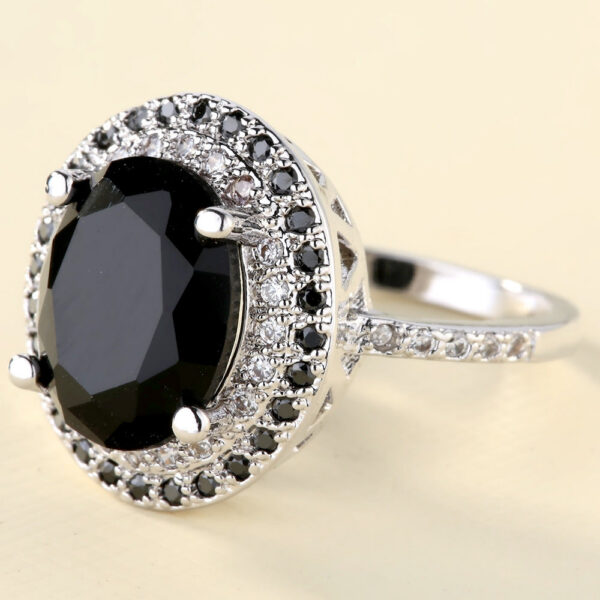 b8aaacf00fd100c5 HOYON Inlaid Gemstone Zircon for women Sliver Color Wedding Jewelry Gem Two Tone Black Diamond Ring Free Shipping