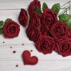 Mocoosy 50Pcs Artificial Rose Flowers, Burgundy Fake Roses for Decorations, Real Touch Foam Rose Bulk with Stems for DIY Wedding Bouquets Bridal Shower Centerpieces Valentine's Party Home Table Decor
