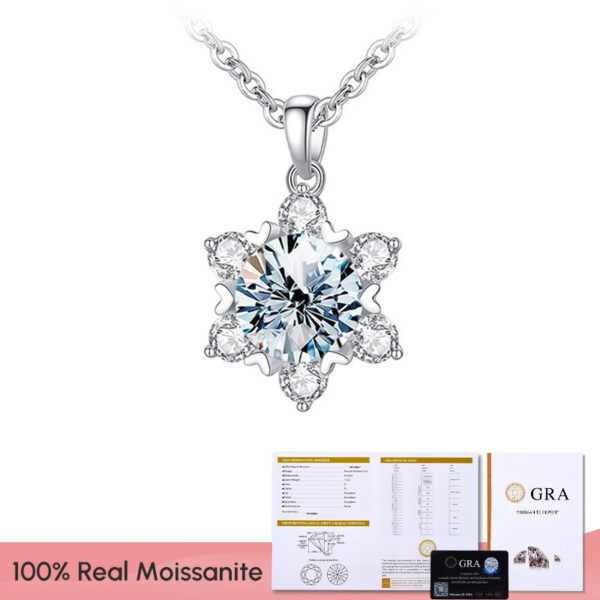 Stylever Snowflake Moissanite Diamond Pendant for Women Gift Sterling Sier Necklace Sparkling Wedding Fine Jewelry