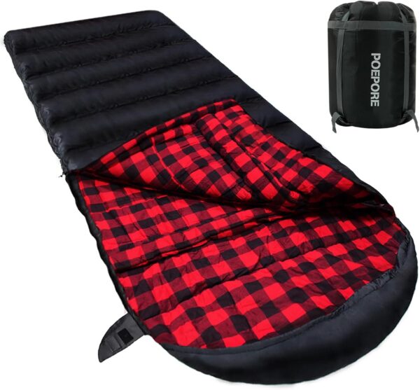 b8e1454db3a52ef1 Poepore Schlafsack Outdoor Winter für Erwachsene Extra Breit 3-4 Jahreszeiten XXL Schlafsäcke Warmer Baumwolle Flanell Deckenschlafsack beim Camping Wandern Abenteuern 230 * 100CM