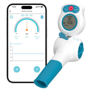 Breathing Exercise Device for Lungs Electric Manometer Lung Exerciser Respiratory Muscle Expander Trainer with Training App