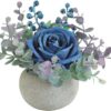 b8f11bb82b99d0d9 Artificial Flowers Kit with Pot, Combination of Fake Silk Burgundy Red Roses and Greenery,Small Plant Potted Decor for Offices,Bookshelf,Bedroom, Living Room,Party,Wedding Decorations…