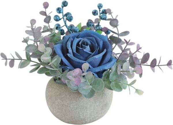 b8f11bb82b99d0d9 Artificial Flowers Kit with Pot, Combination of Fake Silk Burgundy Red Roses and Greenery,Small Plant Potted Decor for Offices,Bookshelf,Bedroom, Living Room,Party,Wedding Decorations…